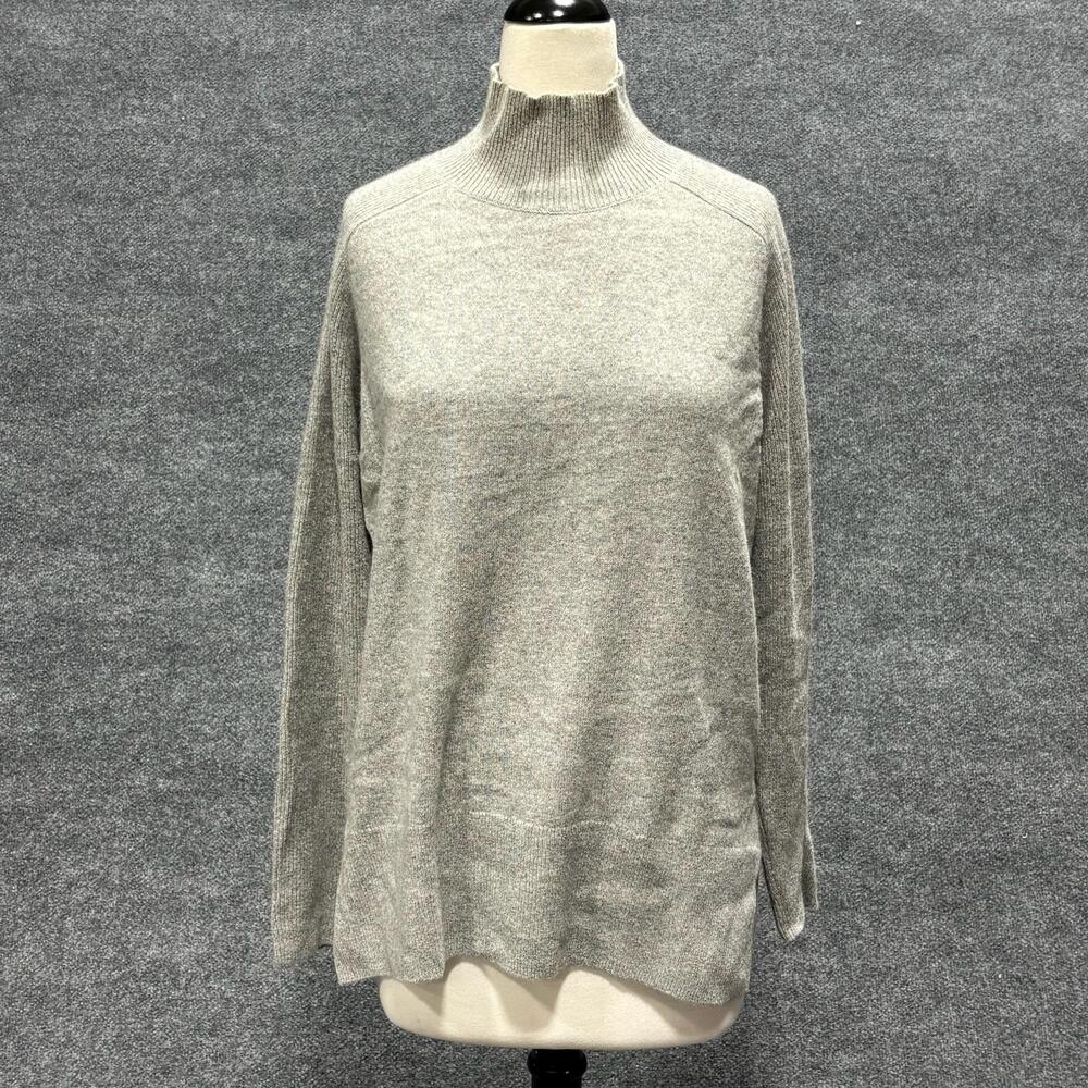White + Warren Sweater Womens Medium Gray 100% Cashmere Turtleneck Knit Pullover